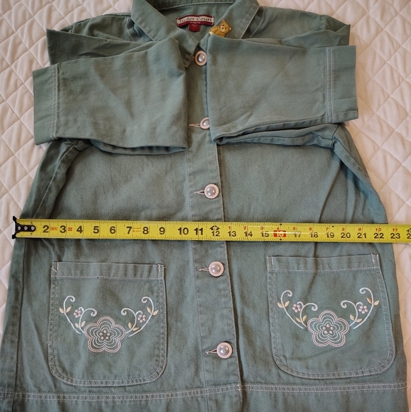Tudor Court Embroidered Green Jean Jacket Size L - Picture 7 of 8